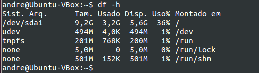 Comando df - Sistema Linux