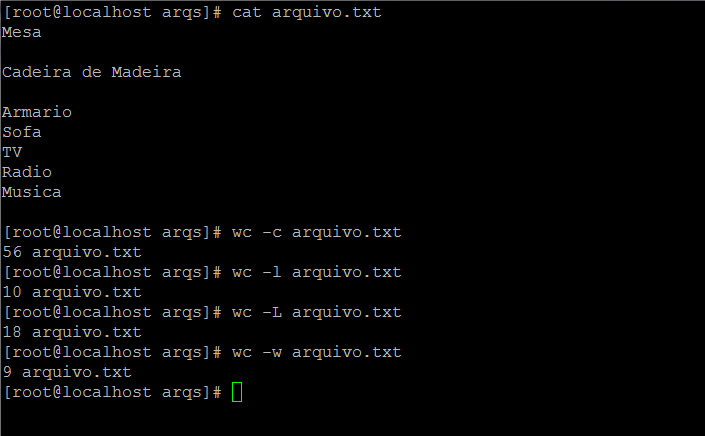 Coamndo wc Atributos